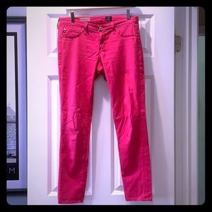 Hot Pink AG Super Skinny Ankle Jeans size 28